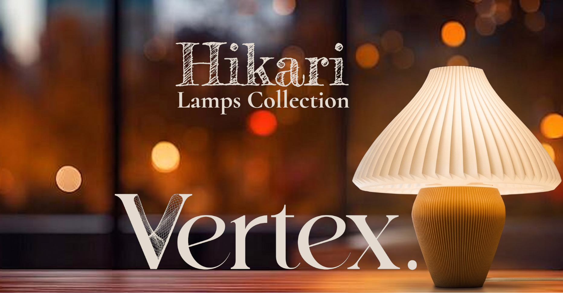 Hikari Lamps Collection Vertex lamp with blurred lights in the background