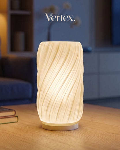 lamp with 'Vertex' branding on a blurred background