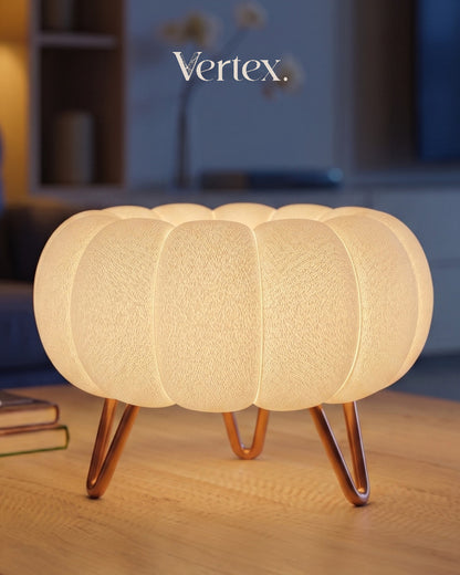 Modern table lamp with multiple lampshades on a wooden surface, featuring the brand 'Vertex'.